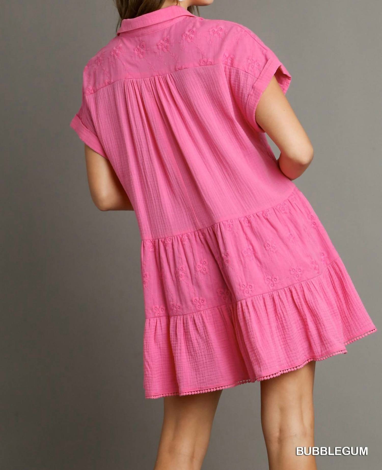 Umgee - Embroidered Flower Ruffle Dress