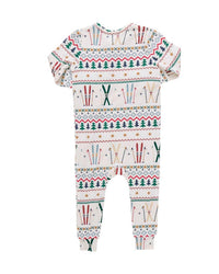 PINK CHICKEN Kid's Bamboo Romper in chicken ski fair isle - kids' item - detail view