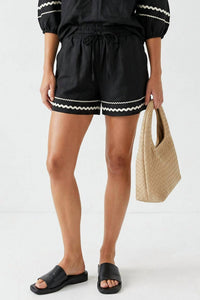 Naked Zebra - Contrast Trim Linen Shorts