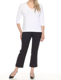 Joseph Ribkoff - Textured Stripe V-neck 3/4 Sleeve Knit Top