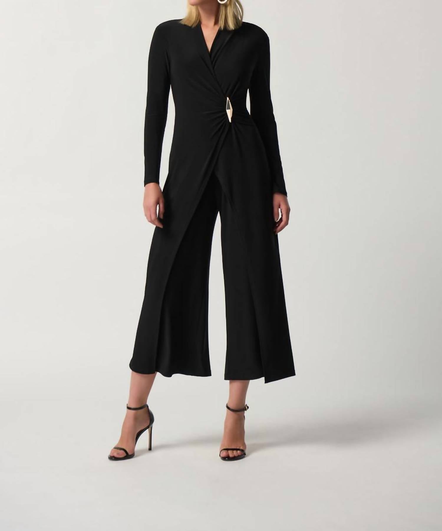Joseph Ribkoff Women's Wrap Culotte Jumpsuit in black - women's pants