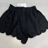SCARLETT POPPIES Women’s Amaria Scalloped Edges Mini Shorts in onyx black - women's shorts - detail view