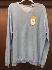 TOMMY BAHAMA Men's Seaside Avenue V-neck Cotton Sweater in serenity - men's sweater - detail view