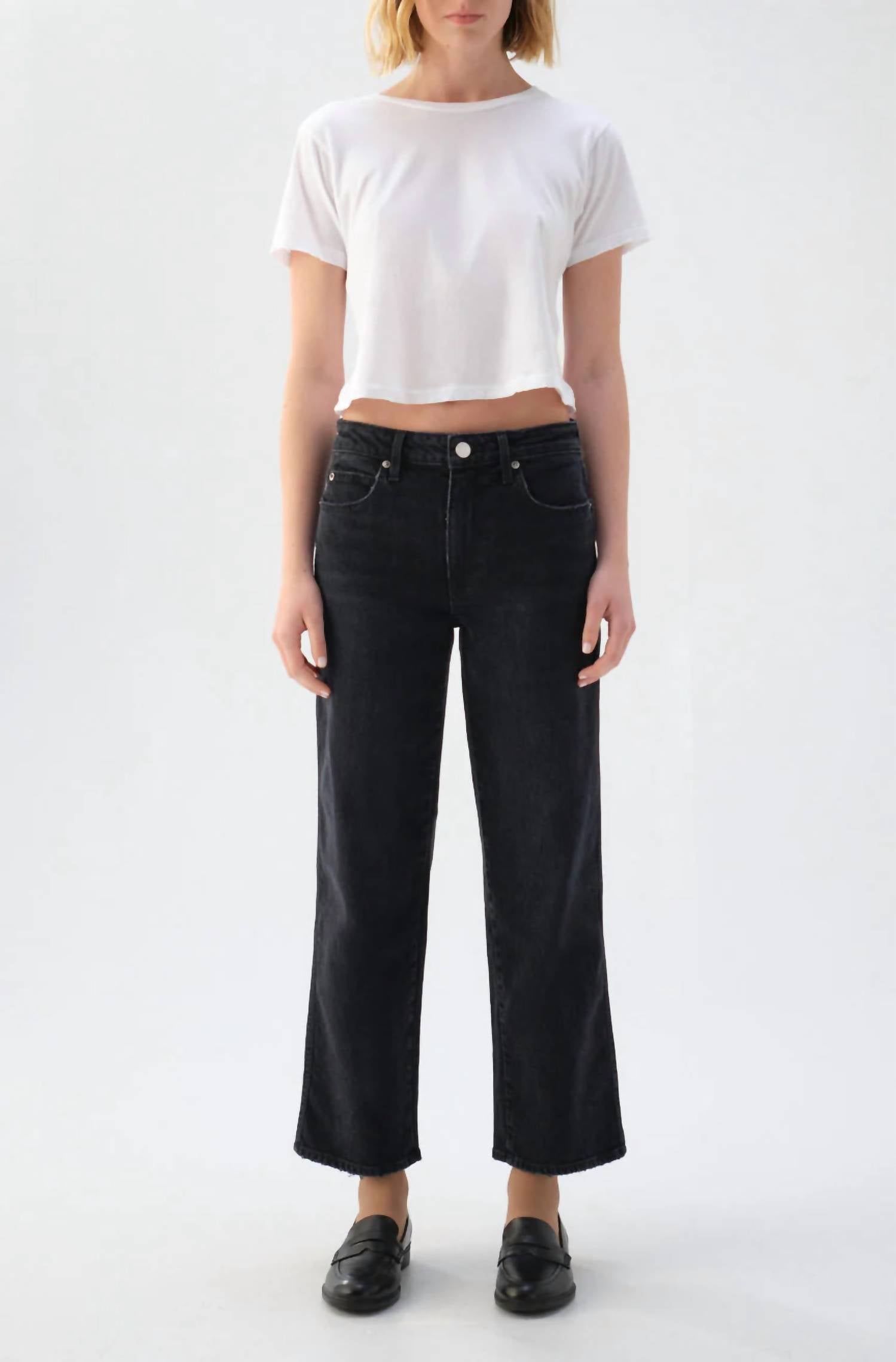 Amo - Billie Cropped Wide Straight Leg Jeans