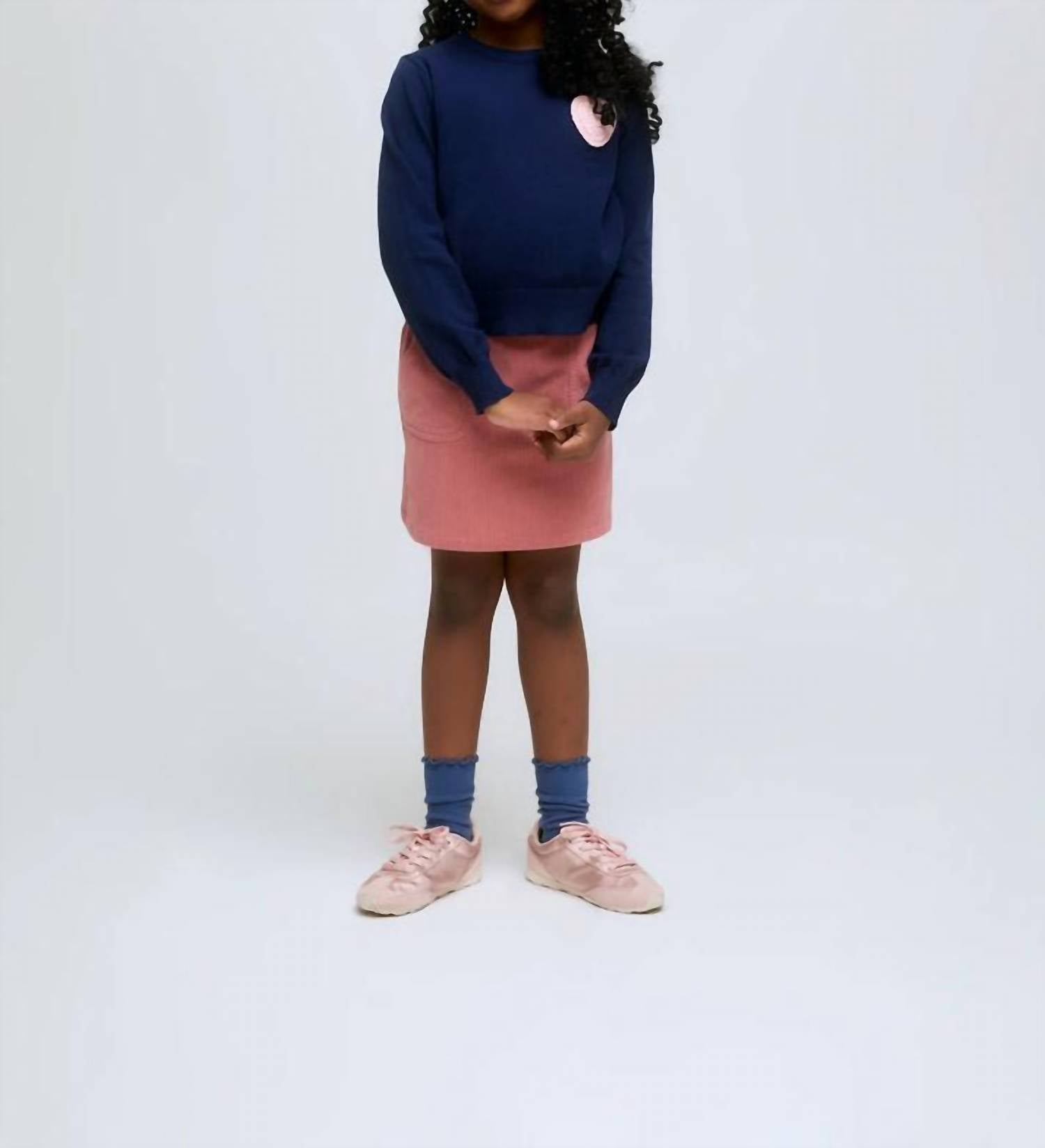 Compania Fantastica - Girl's Knitted Sweater With Heart Embroidery