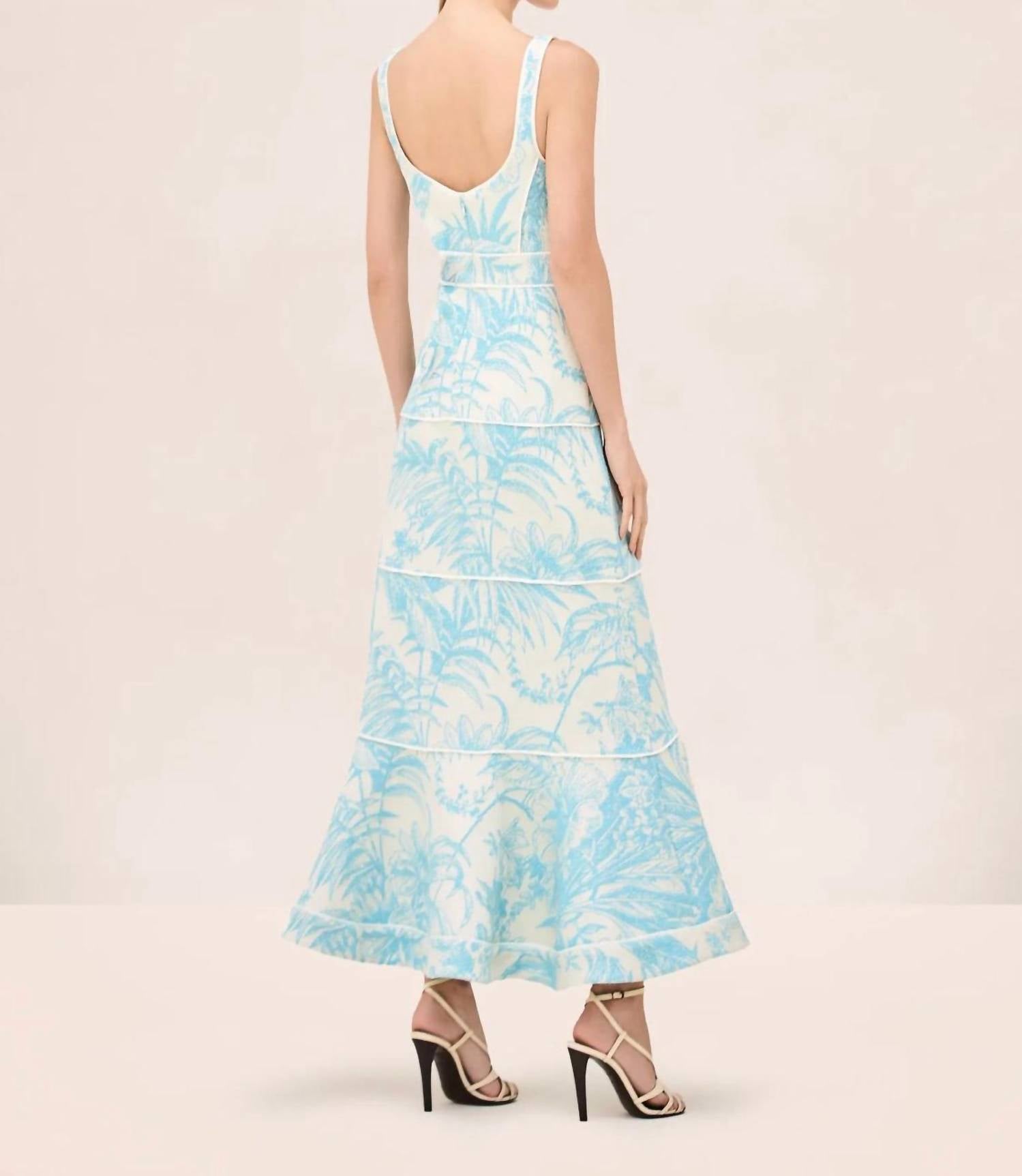 ALEXIS Kayleen Paneled Midi Dress in blue - women's dress - detail view
