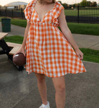 BiBi Give 'em 6 Checkered Mini Dress in orange - women's dress