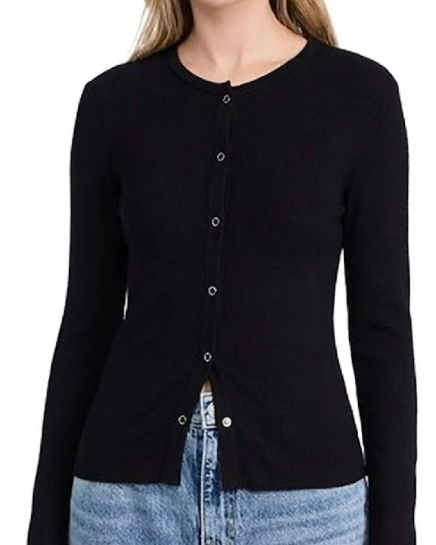 Lna - Ribbed Snap Henley Fitted Top