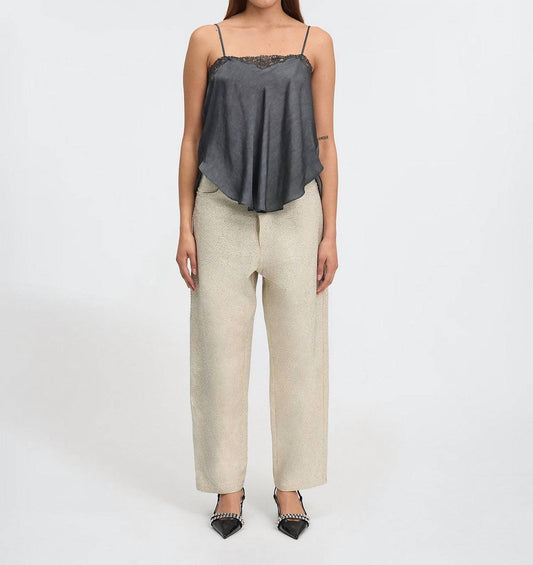 Mes Demoiselles - Micro Rhinestones Straight Leg Pants