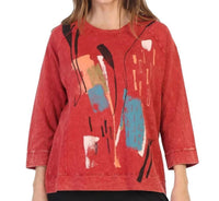 Jess & Jane - Brush Strokes Mineral Washed French Terry Cotton Top