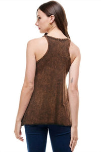 T-Party - Women's Mineral Wash Fringe Side Top
