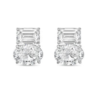 Diana M Jewels - Women's Emerald & Oval Lab-grown Diamond Stud Earrings (12.00 Tcw) - Luxe