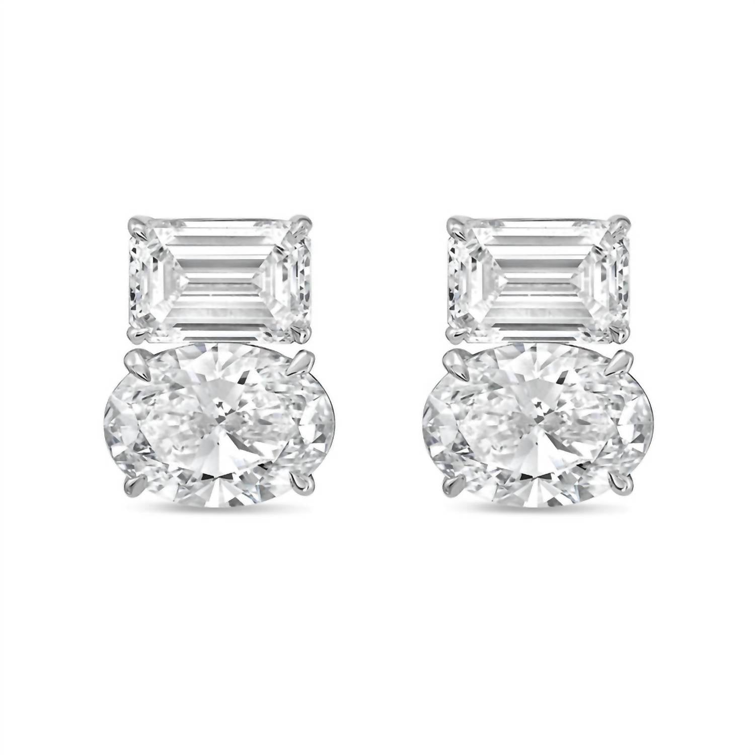 Diana M Jewels - Women's Emerald & Oval Lab-grown Diamond Stud Earrings (12.00 Tcw) - Luxe
