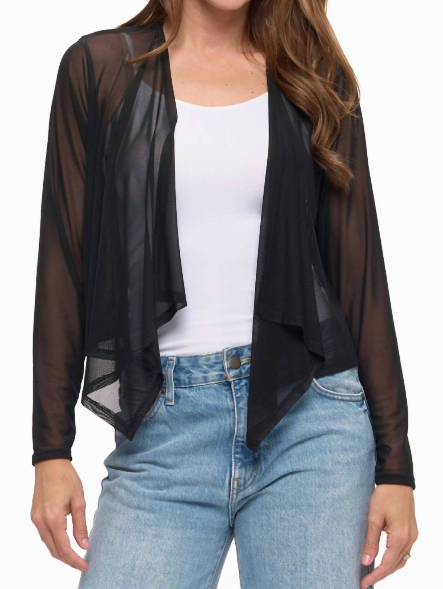 ariella Women's Mesh Cardigan in black - women's cardigan