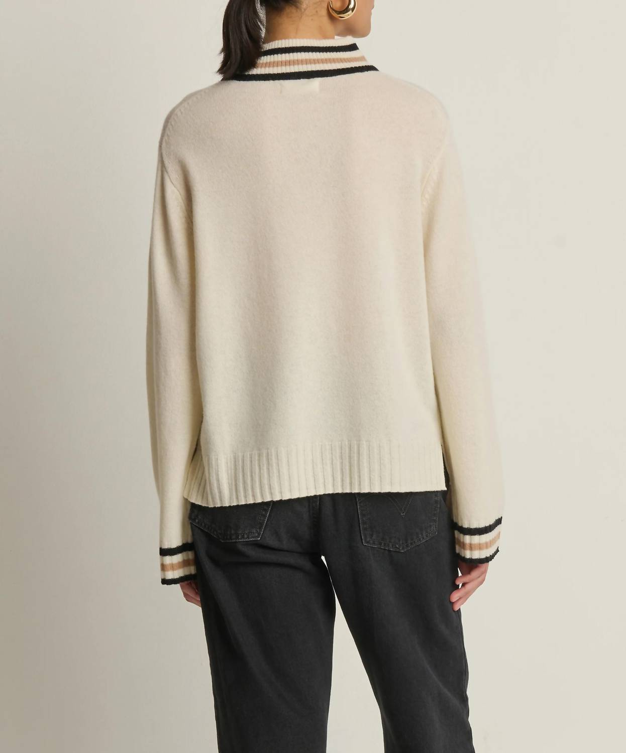 Nation LTD Tommie Mock Neck Sweater in snowflake 1 - women's sweater - detail view