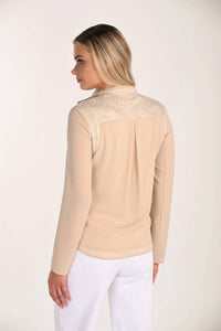 Frank Lyman - Serena Snake Print Mixed Media Moto Jacket