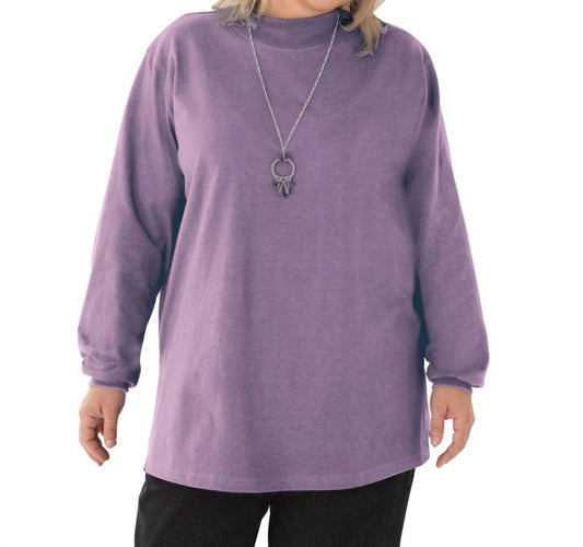On The Plus Side - Plus Size Cotton Jersey Mock Turtleneck Long Sleeve Top