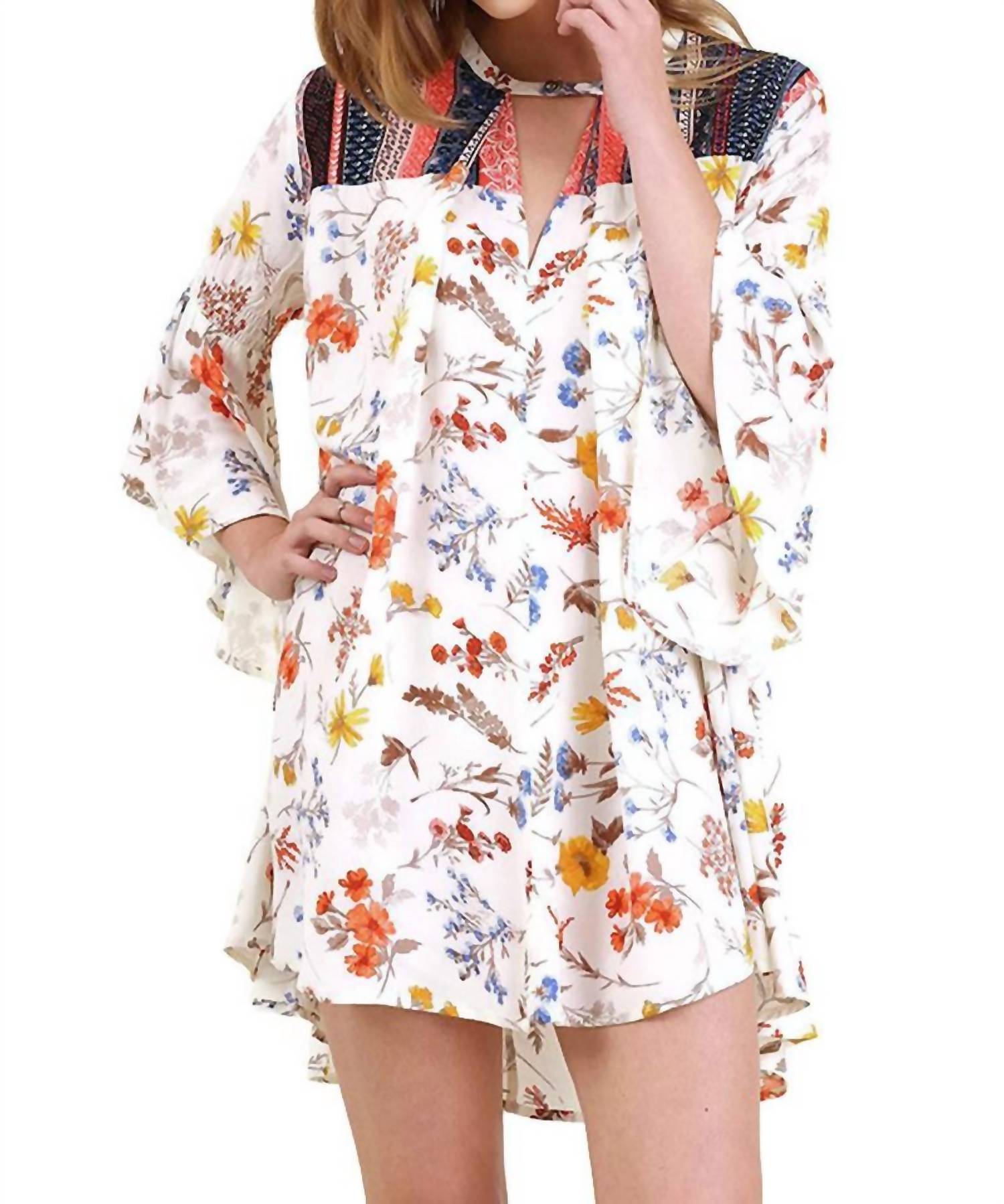 Umgee - Floral Bell Sleeve Dress