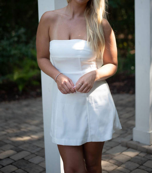 Glam - Women's Dainty Bow Strapless Mini Dress