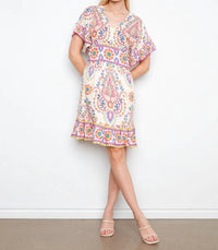 Charlie B - Carnival Colored Flutter Sleeves Dress