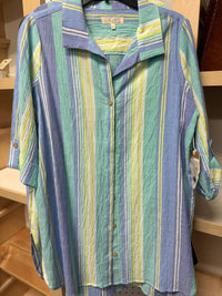 habitat Women's Stripe Beach Shirt in blue - women's shirt