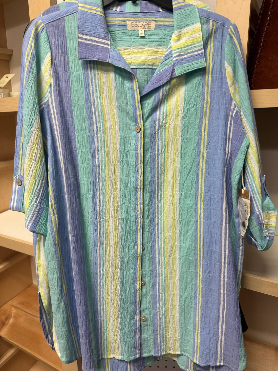 habitat Women's Stripe Beach Shirt in blue - women's shirt