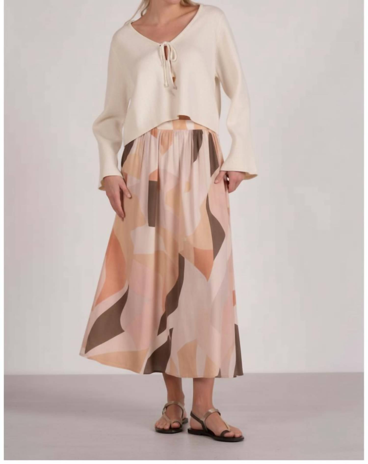 Elan - Desert Skies Elastic Waist Midi Skirt