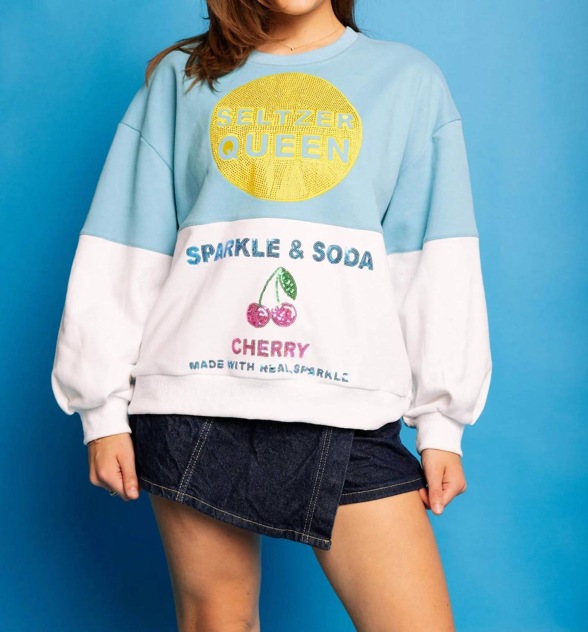 Queen Of Sparkles - Colorblock Seltzer Queen Sweatshirt