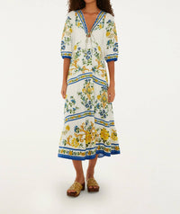 Farm Rio - Emily Floral Tapestry Drawstring Midi Dress