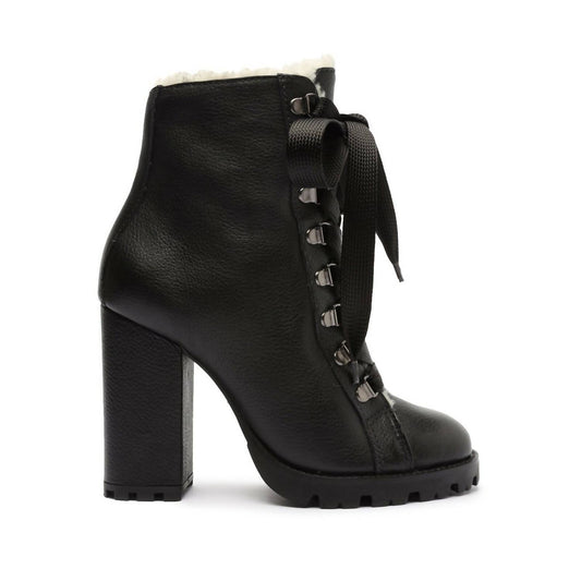 Schutz - Women Faux Fur Lining Lug Sole Winter Leather Booties