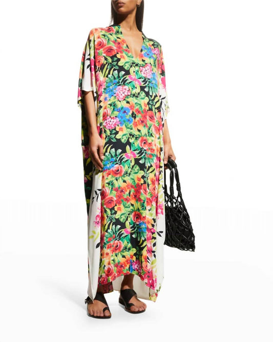 Johnny Was - DANA SWIM COVER-UP SIDE SLIT PULLOVER KAFTAN MAXI DRESS