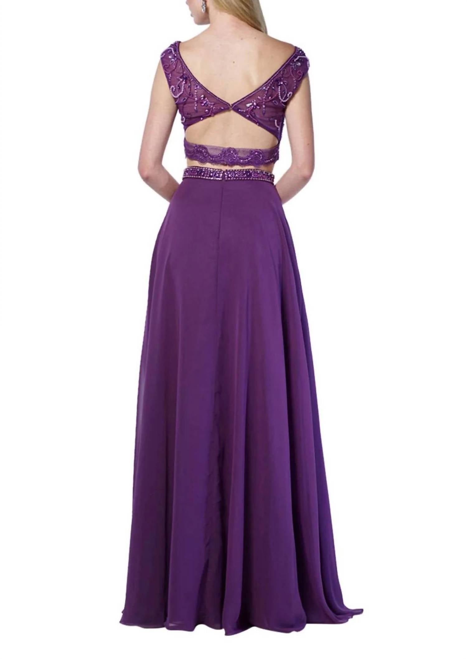 ALYCE PARIS Two Piece Embellished Prom Dress in purple - women's dress - detail view