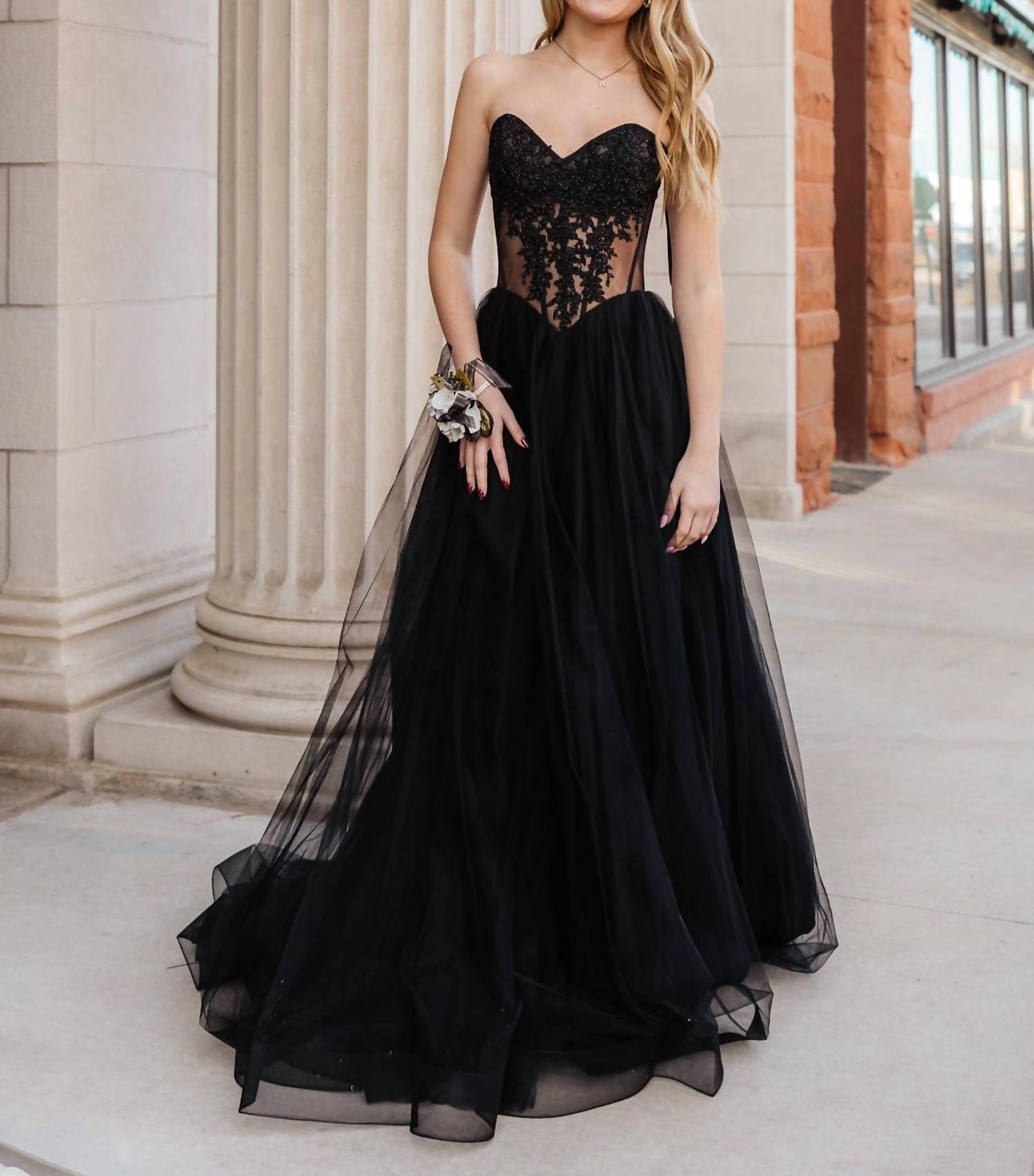 La Femme Women's Prom Dress in black - women's dress - alternate view