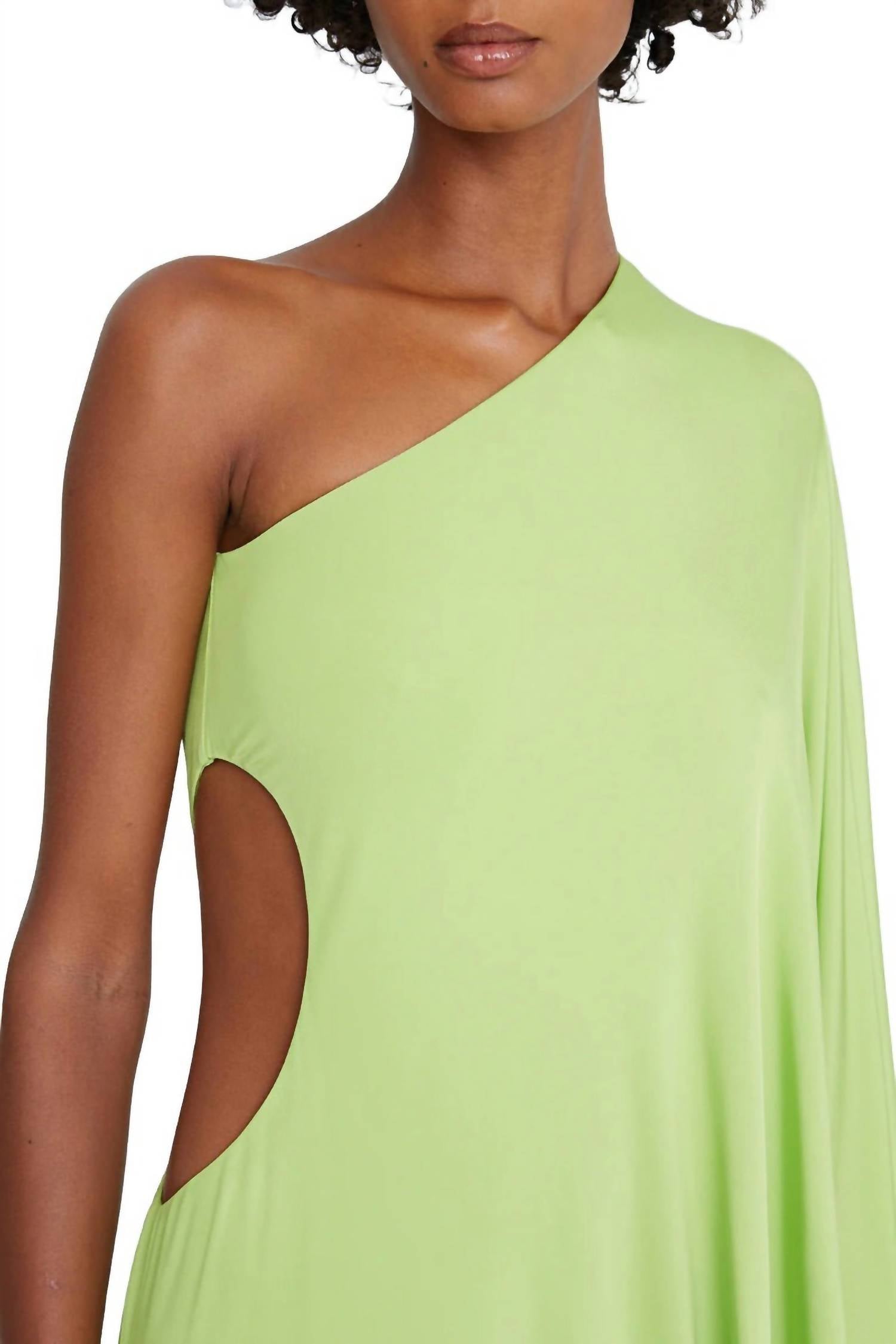 Halston Heritage - One Shoulder Column Cascade Jersey Gown