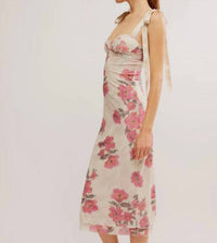 Free People Printed Got Glam slip Dress in tea cimbo - women's dress - detail view