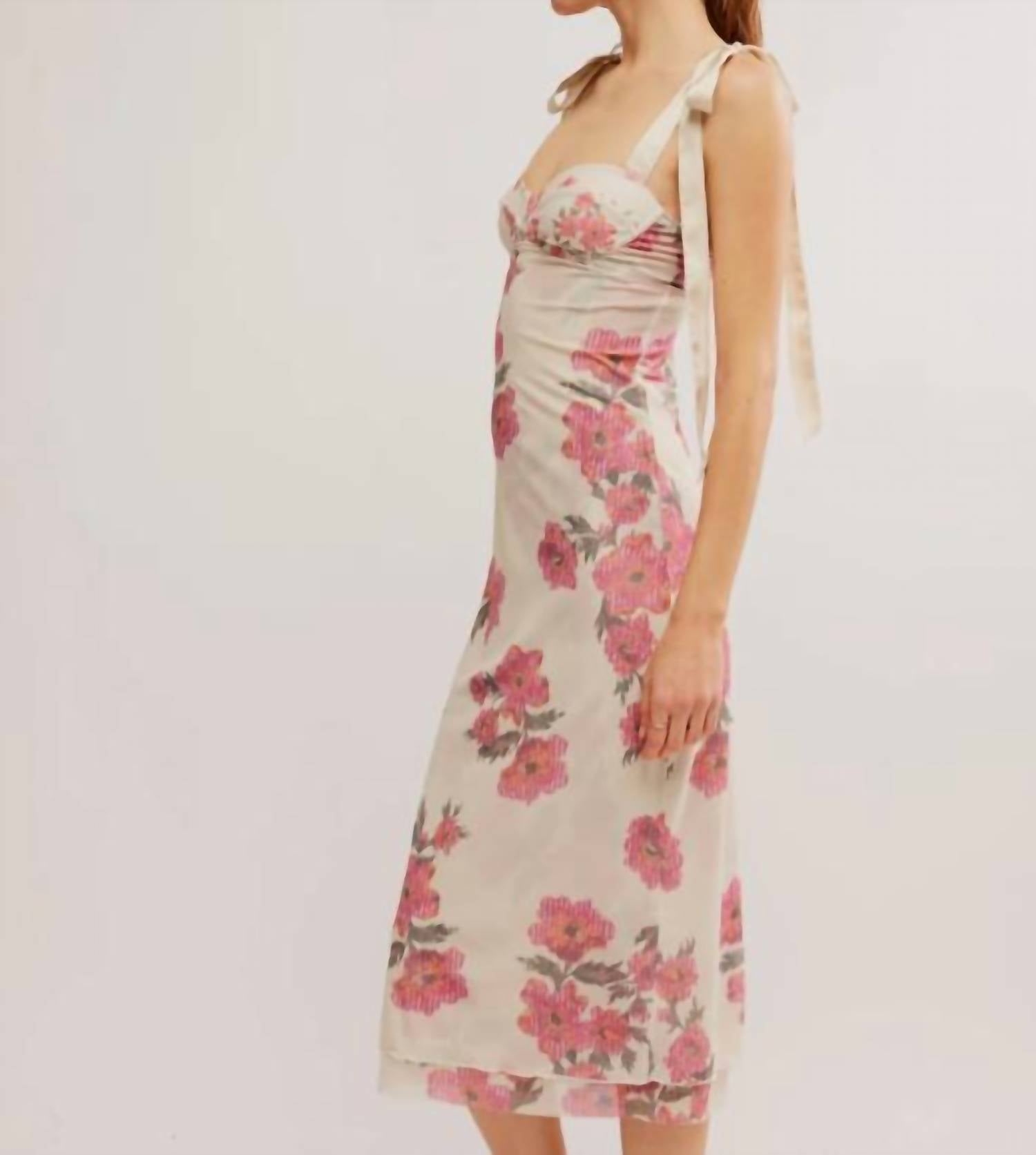 Free People Printed Got Glam slip Dress in tea cimbo - women's dress - detail view