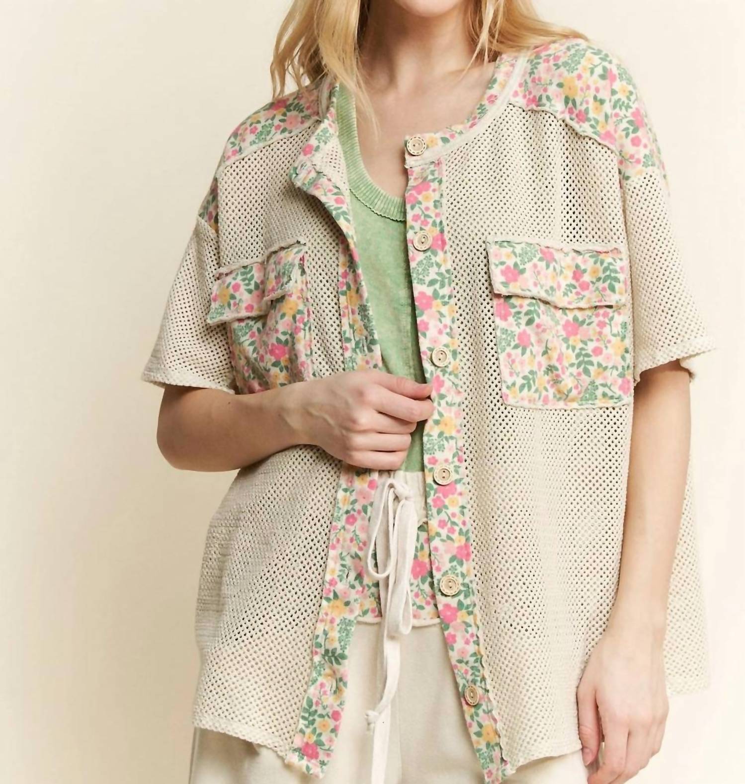 J. Her - Mesh Spring Cardigan