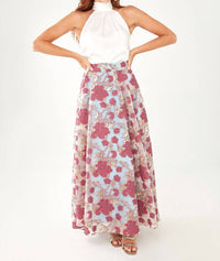 ABBEY GLASS Olivia Moonlight Petal Organza Maxi Skirt in light blue red - women's skirt - alternate view