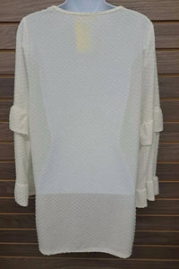 Vine & Love - Women's Swiss Dot Ruffle Shirt