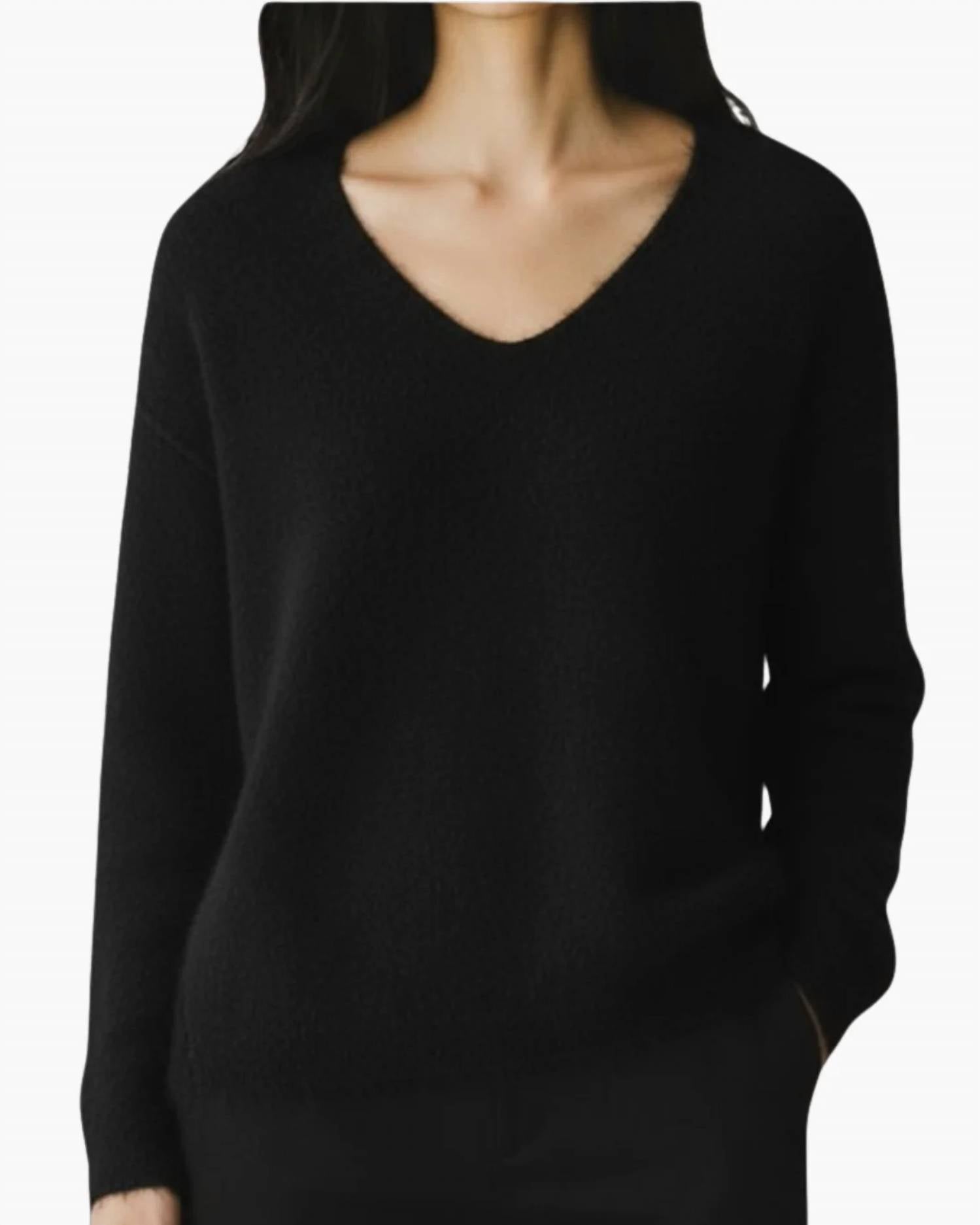 Jumper1234 - Cashmere Brushed Boxy V Neck Sweater