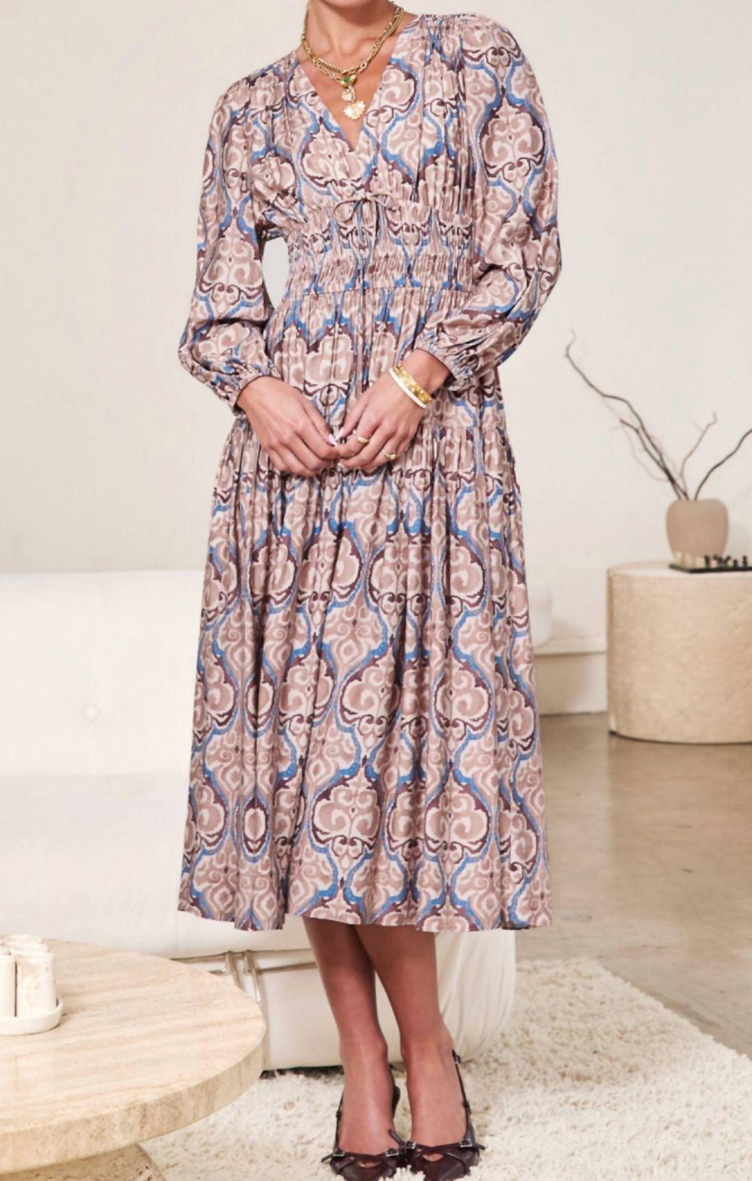 Current Air - Damask Inspire Pattern Midi Dress