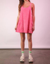 Very J - Mineral Washed Knit Mini Dress with Shorts Inside