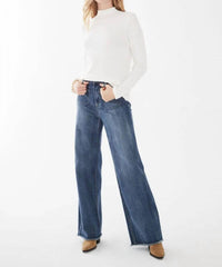 Fdj - Idina Ribbed Mock Neck Split Long Sleeve Top