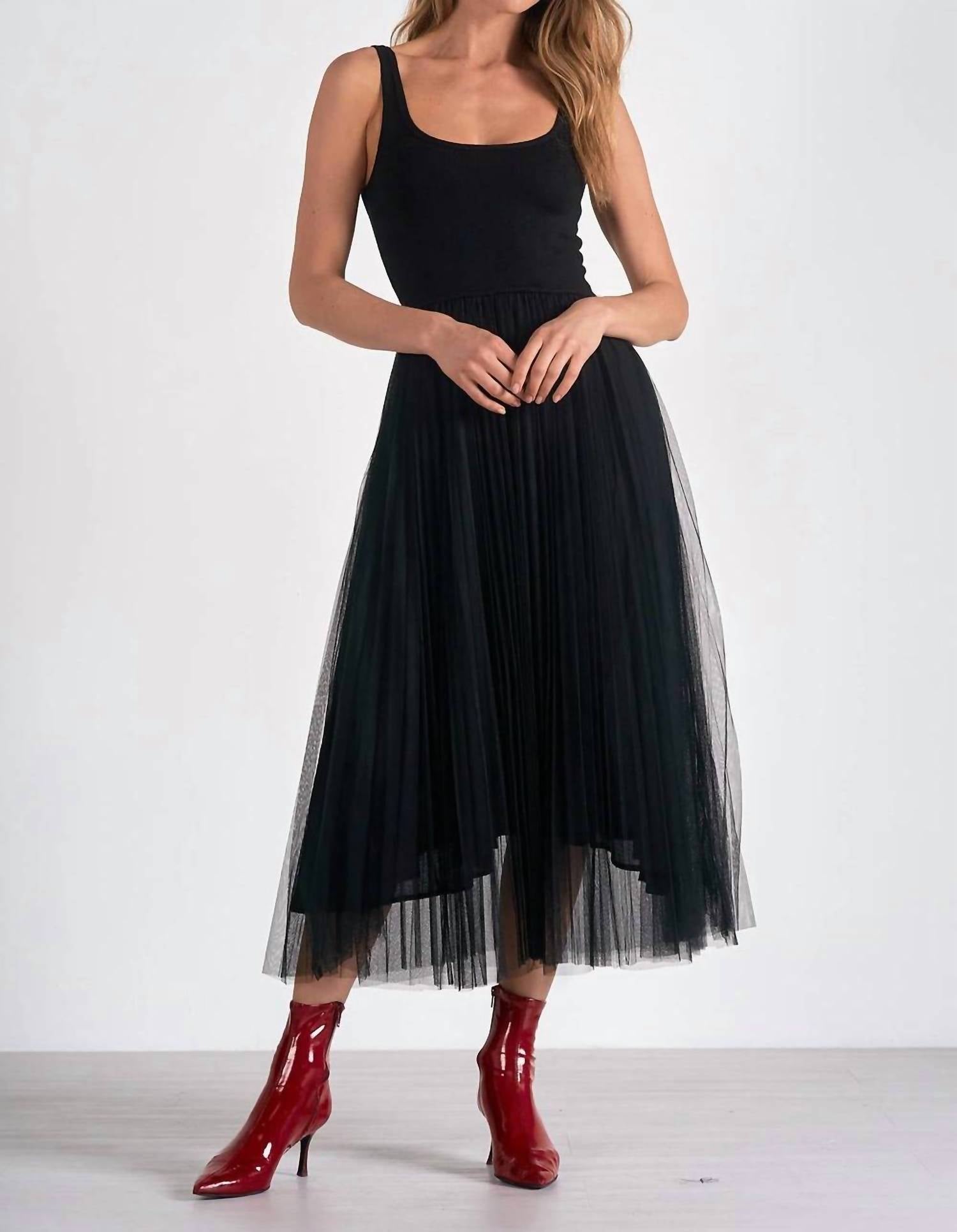 Elan - Women's Maxi Tank Tulle Dress