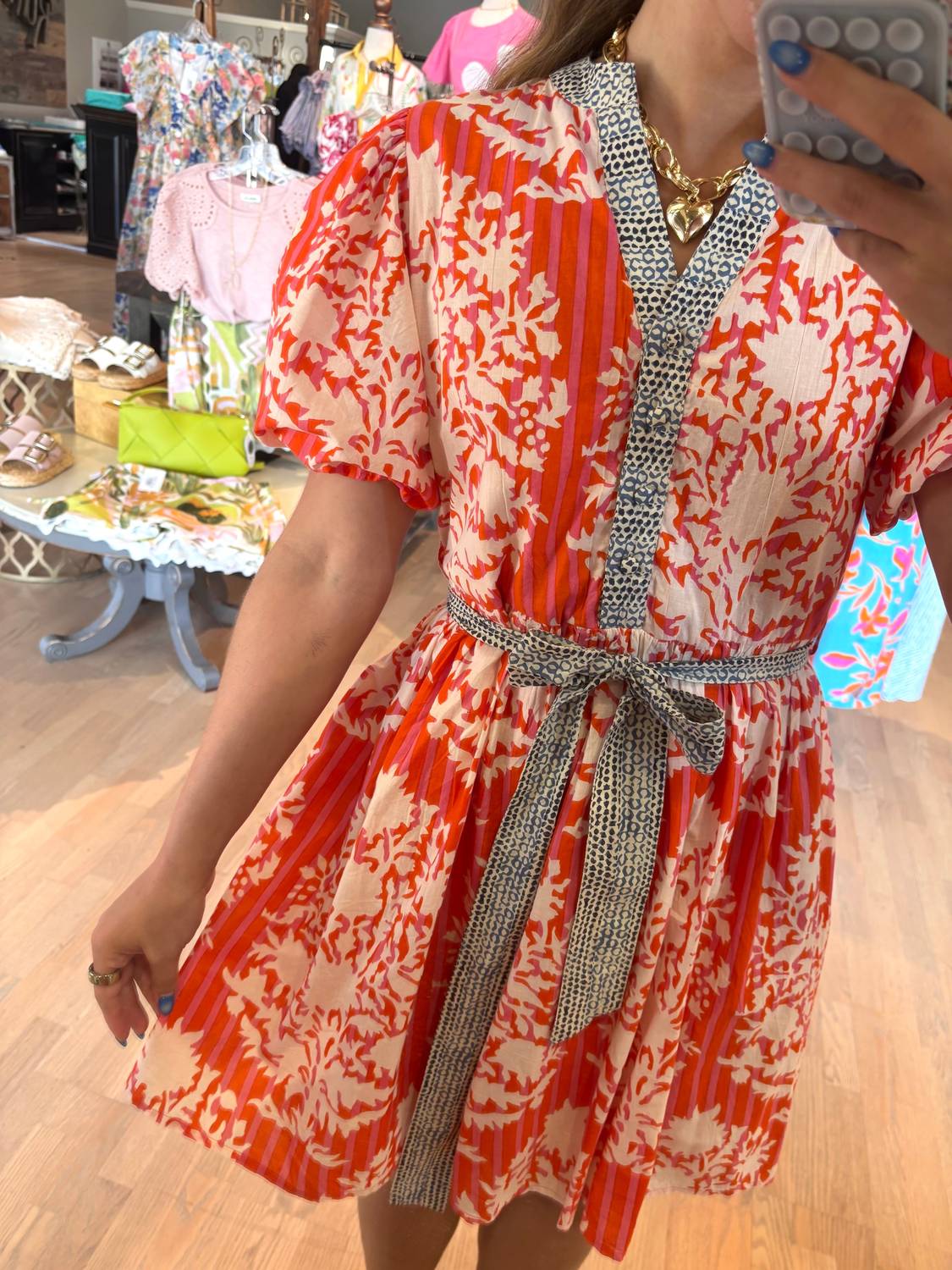 Thml - Women's Puff Sleeve Print Mini Dress