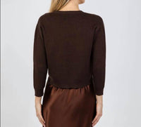 J. Society Satin Bow Cardigan in chocolate - women's cardigan - view 4