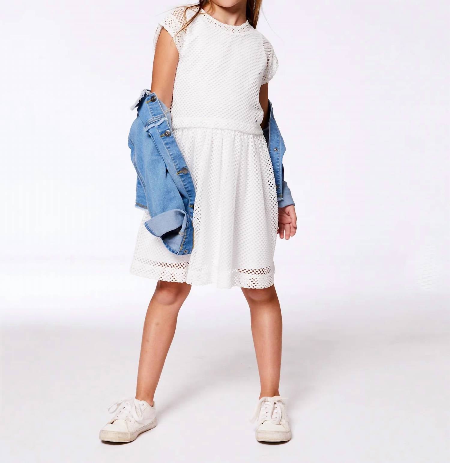 Deux Par Deux - Girl's Bi-material Mesh Dress
