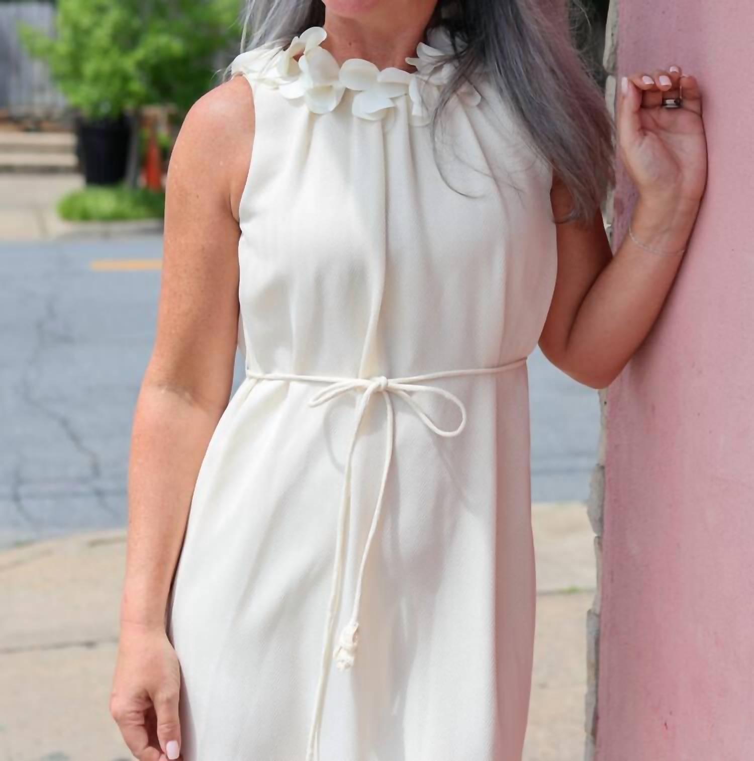 Jessie Liu - Petal Detail Around The Neck Midi Dress