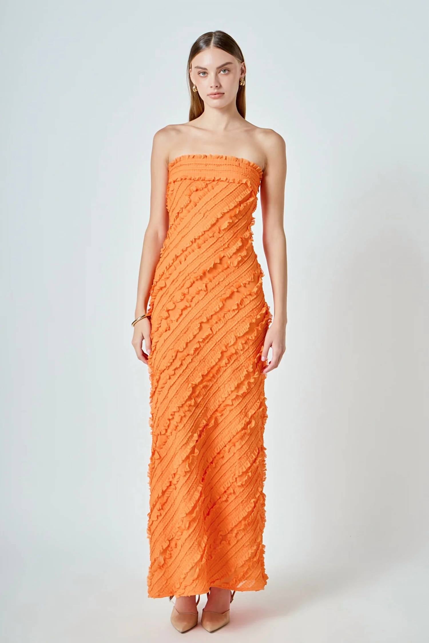Endless Rose - Juliette Strapless Ruffled Maxi Dress