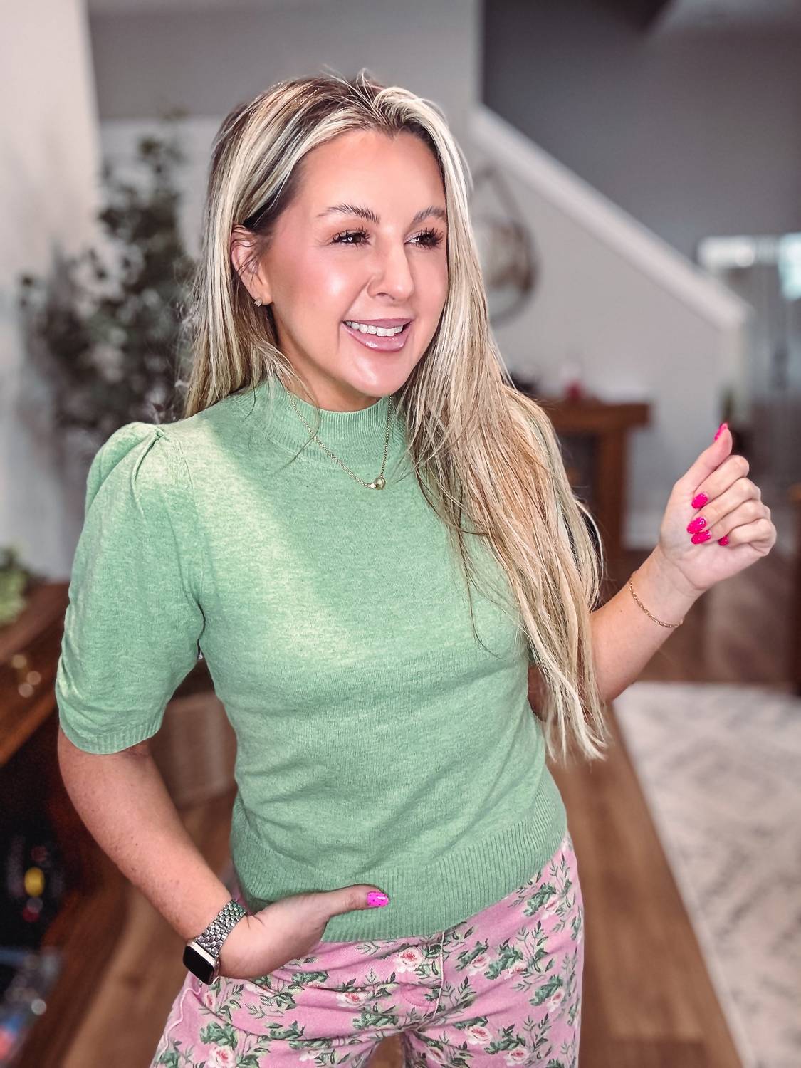 Entro - Puff Sleeve Knit Top